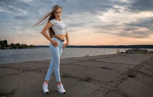 Slim Woman Posing Wallpaper