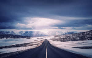 Slippery Icy Road In Winter Wallpaper