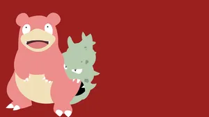 Slowbro On Red Wallpaper