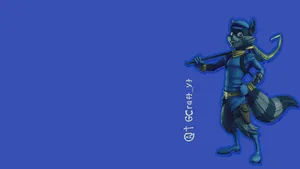 Sly Cooper On A Bright Blue Background Wallpaper