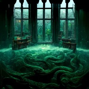 Slytherin Common Room Green Ambiance Wallpaper