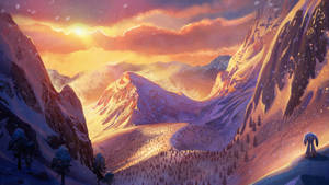 Smallfoot Glacier Mountains At Sunset Wallpaper