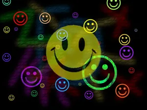 Smiley Face With Colorful Graphic Wallpaper