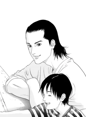 Smiling Adultand Child Manga Style Wallpaper