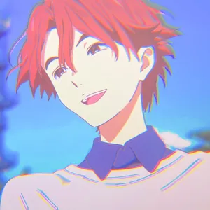 Smiling Anime Boy Blue Sky Background Wallpaper