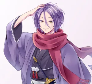 Smiling Anime Character With Purple Hair Wallpaper