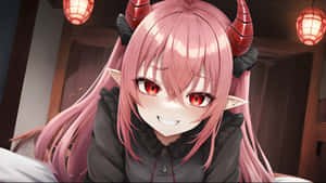 Smiling Anime Demon Girl Wallpaper