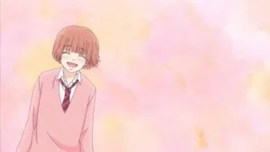 Smiling Anime Girl Pastel Background Wallpaper