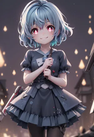 Smiling Anime Girl With Blue Hair Wallpaper