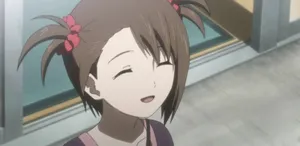 Smiling Anime Girlwith Twin Pigtails Wallpaper