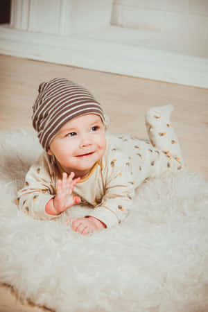 Smiling Babyin Striped Hat Wallpaper