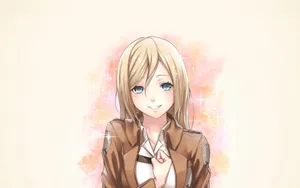 Smiling Blonde Anime Girl Military Uniform Wallpaper
