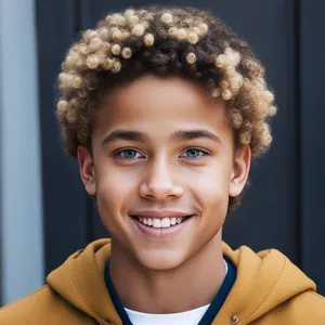 Smiling Boy With Curly Hair Wallpaper