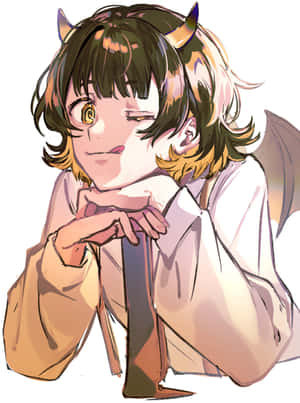 Smiling Demon Boy Illustration Wallpaper