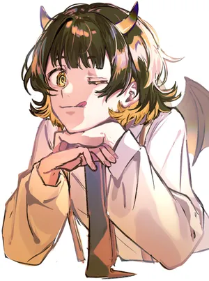 Smiling Demon Boy Illustration Wallpaper