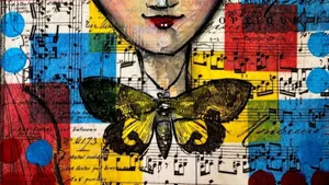 Smiling Face Artwork Made Of Multiple Materials Wallpaper