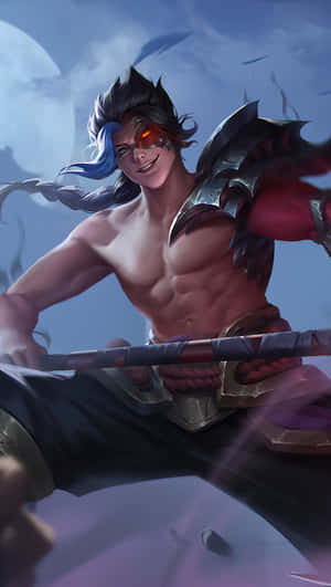 Smiling Kayn Leagueof Legends Artwork Wallpaper