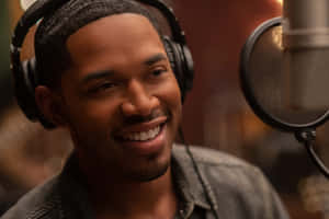 Smiling Man Recording Studio Session Wallpaper