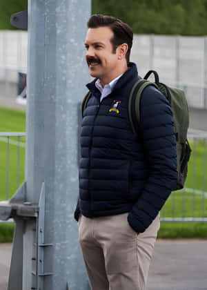 Smiling Man With Mustache Outdoors Wallpaper