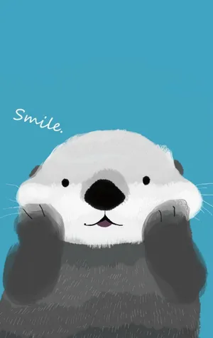 Smiling Otter Digital Art Wallpaper