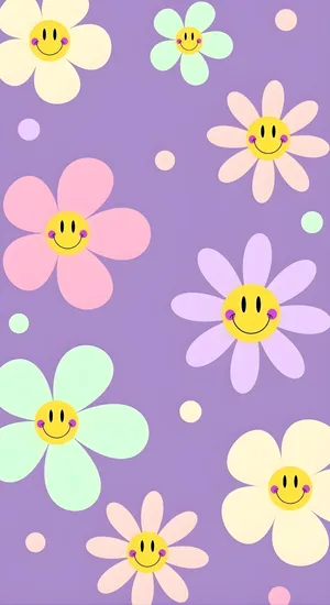 Smiling Pastel Flowers Wallpaper