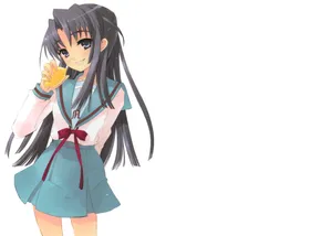 Smiling Ryoko Asakura With Cherry Blossoms Wallpaper