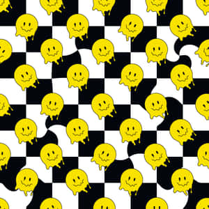 Smiling Skullson Checkered Background Wallpaper