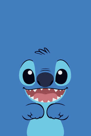 Smiling Stitch Blue Background Wallpaper