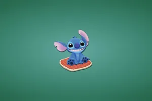 Smiling Stitch On Surfboard Wallpaper