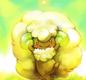Smiling Whimsicott Green Background Art Wallpaper