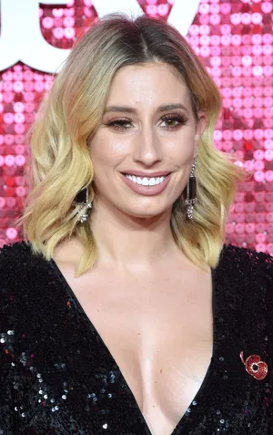 Smiling Woman Black Sequin Dress Red Backdrop Wallpaper