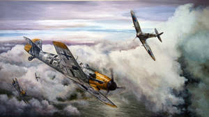 Smoke-covered Land And German Ww2 Fighters Wallpaper