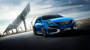 Smooth Blue Peugeot 308 Wallpaper