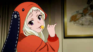 Smug Face Of The Anime Eating A Lollipop Wallpaper