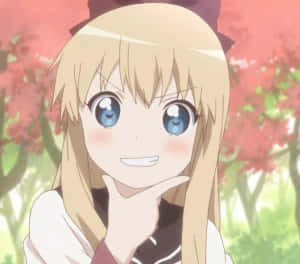 Smug Face Of The Cute Anime Against The Sakura Tree Wallpaper