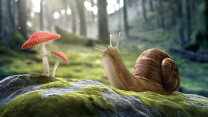 Snail Mushroom Shelter Wallpaper