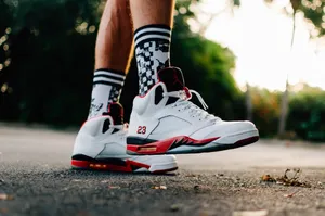 Sneaker Air Jordan 5 Fire Red Wallpaper