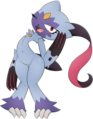 Sneasler Bending Its Back White Background Wallpaper