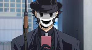 Sniper Mask Anime Character With Rifle Wallpaper