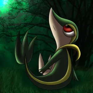 Snivy In A Dark Forest Wallpaper