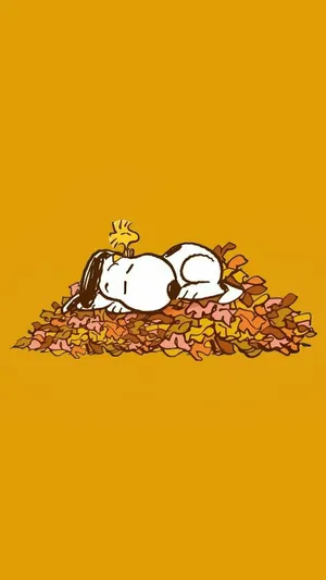 Snoopy Autumn Leavesi Phone Wallpaper Wallpaper