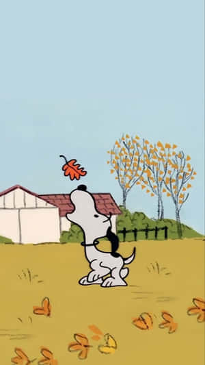 Snoopy Autumn Leavesi Phone Wallpaper Wallpaper