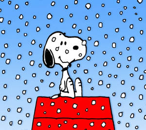 Snoopy Christmas Snow House Wallpaper