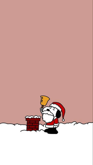 Snoopy Minimalist Christmas Art Iphone Wallpaper