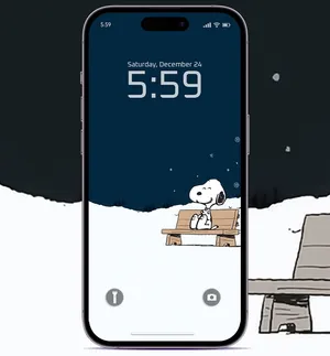 Snoopy On Bench Christmas Iphone Wallpaper