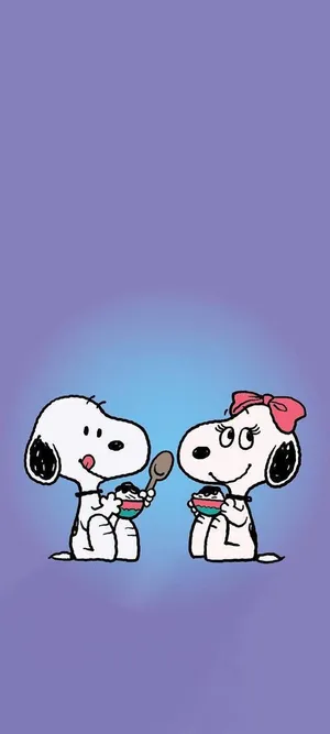 Snoopyand Fifi Eating Ice Creami Phone Wallpaper Wallpaper