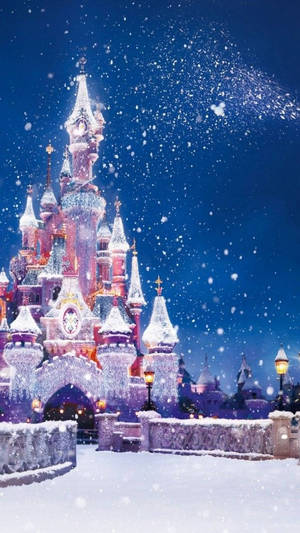 Snow Castle Christmas Iphone Wallpaper