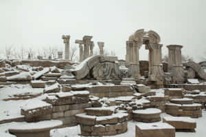 Snow-laden Summer Palace Ruins Wallpaper