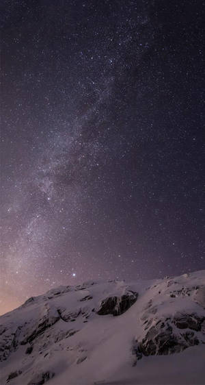 Snow Mountain Night Iphone Ios 10 Wallpaper