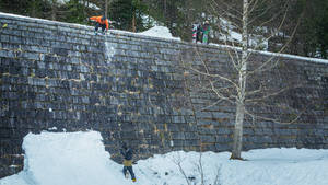 Snowboarding On Wall Wallpaper